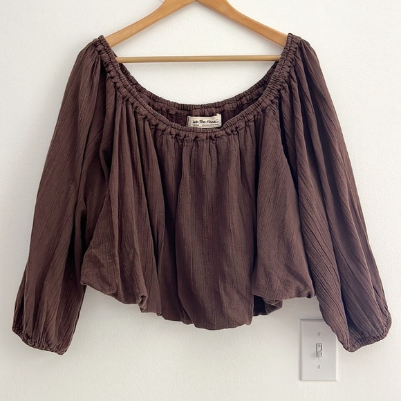 Free People We The Free All About The Bubble Tee Brown NWOT - Picture 5 of 12